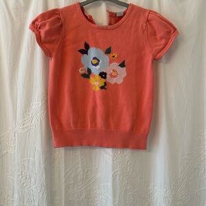 Janie and Jack Coral Floral Short Sleeve Knit Top